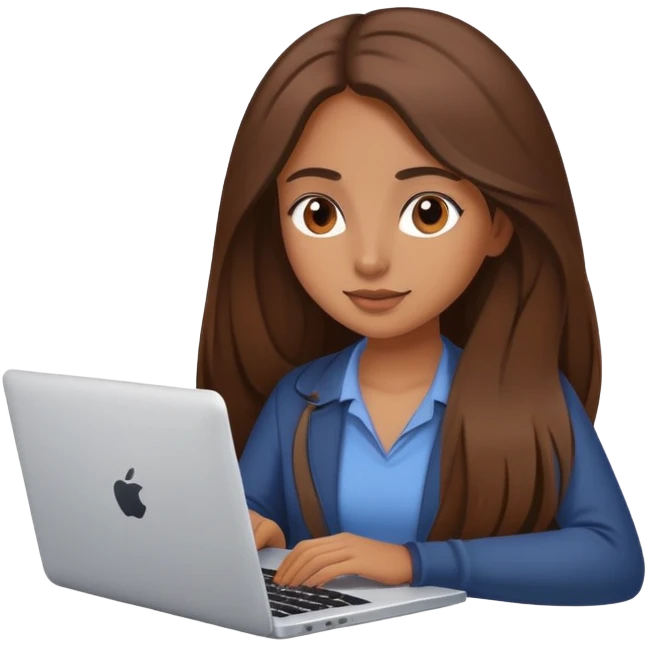 beautiful brown girl working on laptop emoji