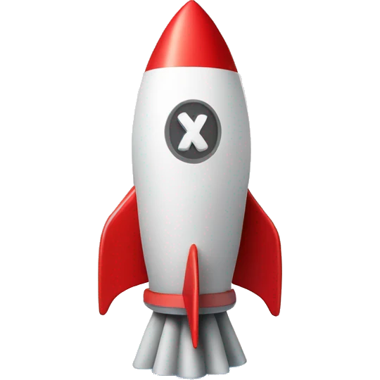 An emoji of a rocket blasting off with dollar signs as smoke emoji