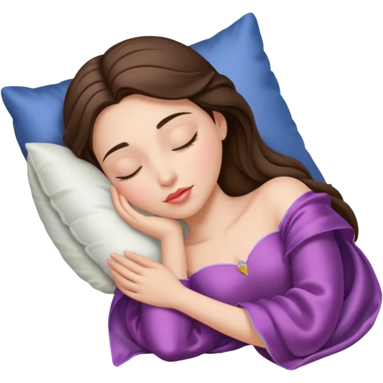sleeping beauty brunette white girl with a silk pillow emoji