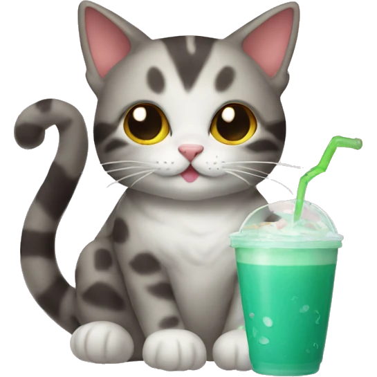 cat drinking boba emoji