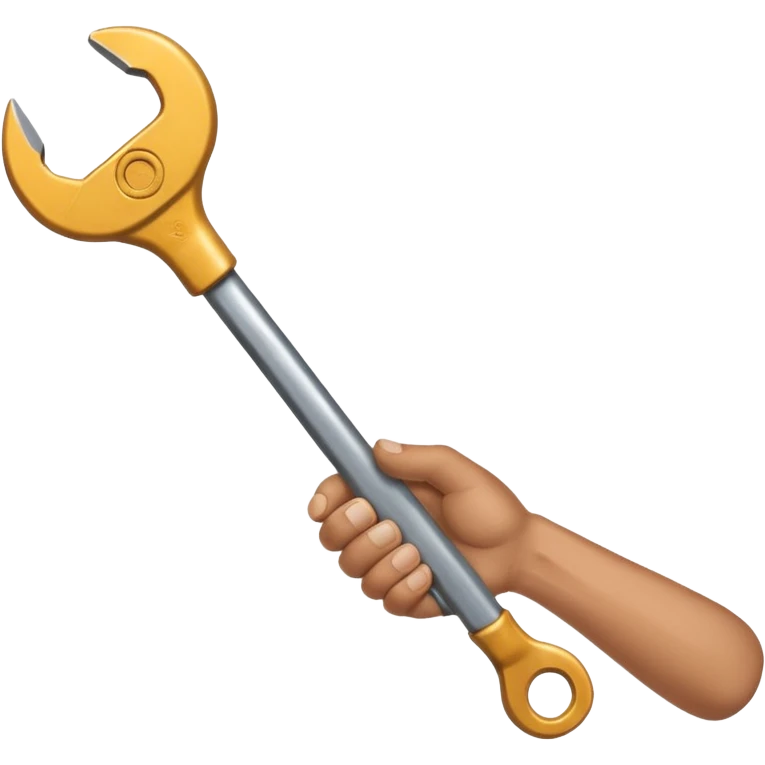 A man's hand holds a wrench emoji