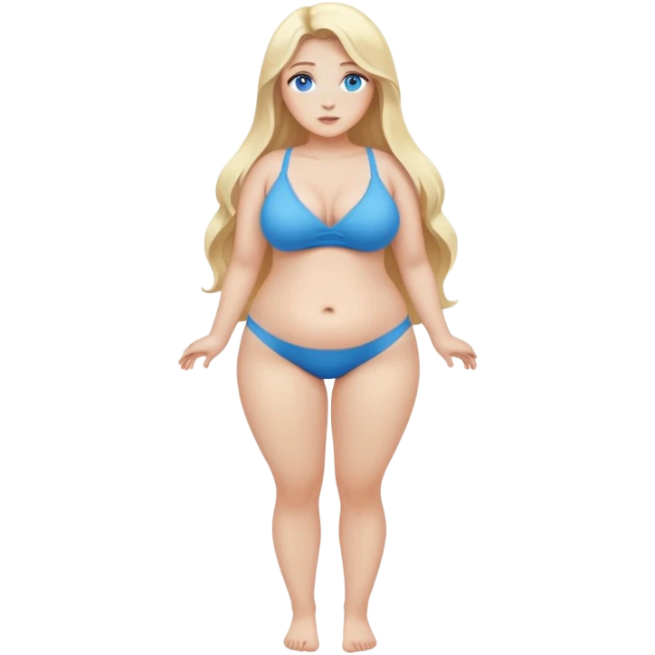 Curvy, bare, blonde long hair, blue eyes sfw intimate pose,fullbody emoji