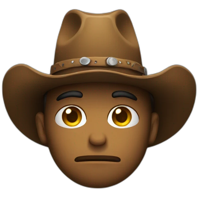 sad face with a cowboy hat emoji