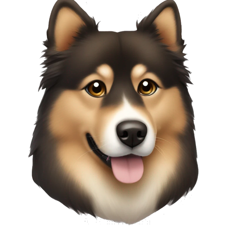 Finnish Lapphund brown. His nose and face is dark brown. On his nose and face are black dots emoji