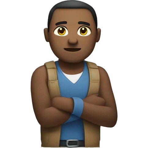 Man standing strong, holding a W emoji