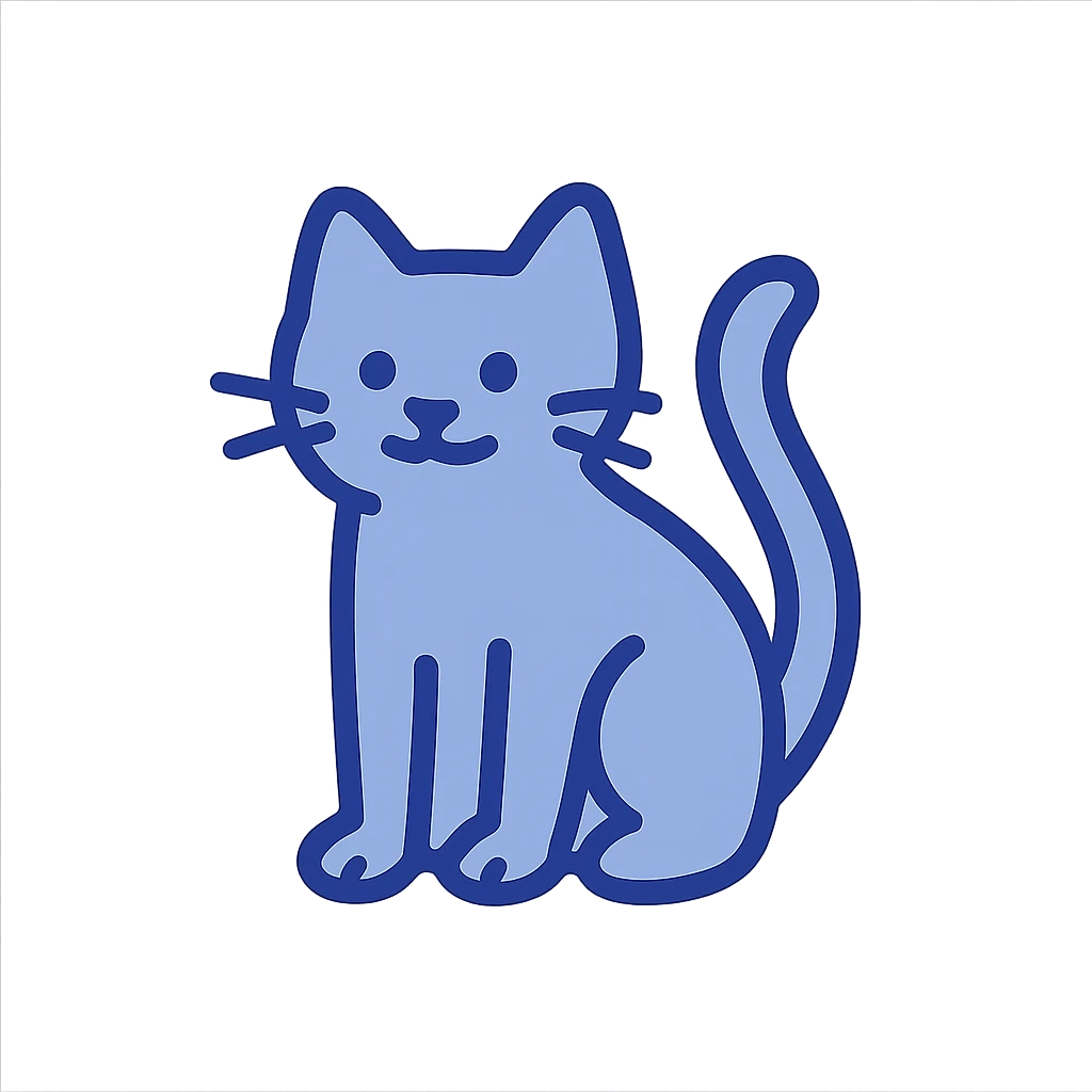 minimalist blue cat emoji