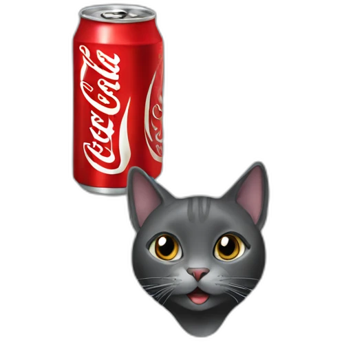 Black and gray cat drinking coke emoji