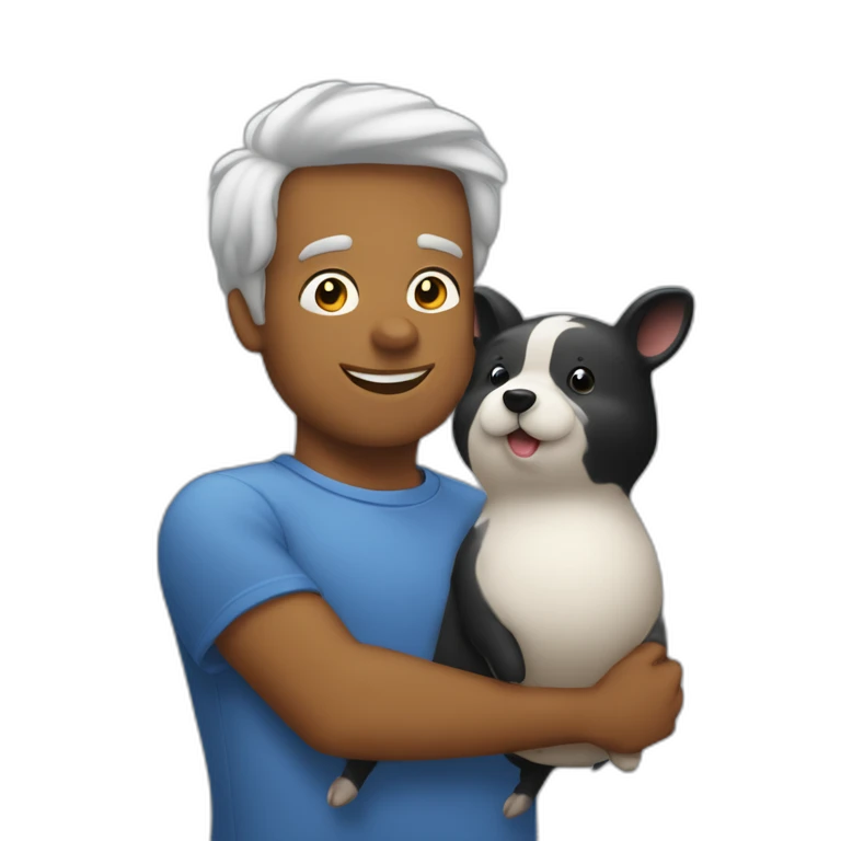 menino magro correndo com um porco de pelo preto emoji