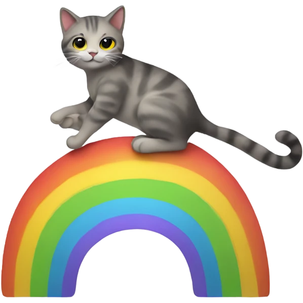 Cat riding a rainbow emoji