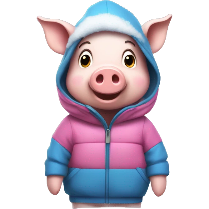 Pig in the snow wearing a Rainer outfit  emoji