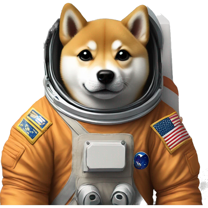 Shiba dog puppy in astronaut costume on the moon emoji
