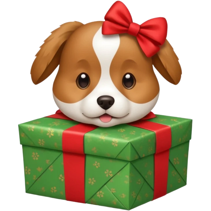 Dog in wrapped paper new yaer  emoji