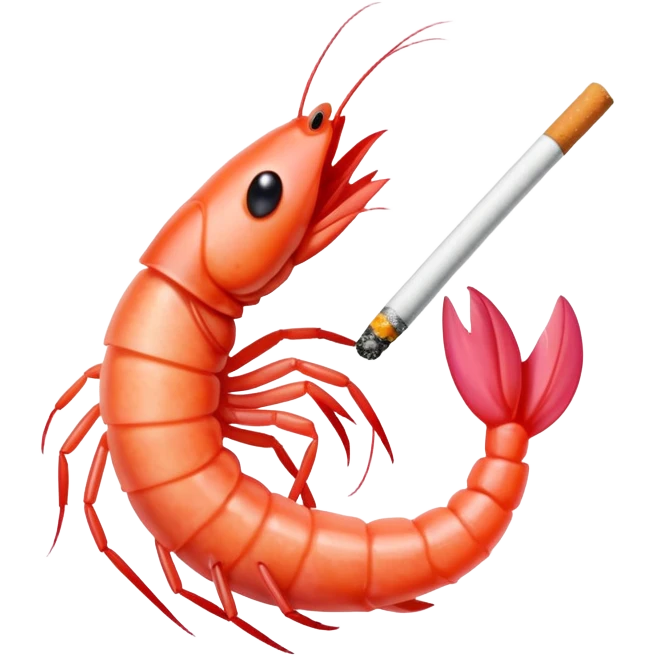 Shrimp with a cigarette emoji