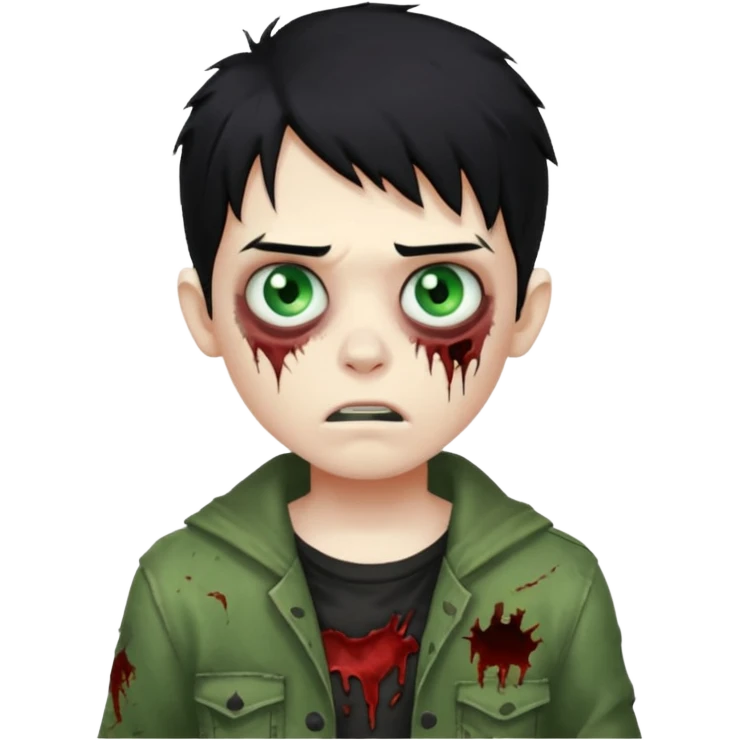 Boy zombie with black hair emoji