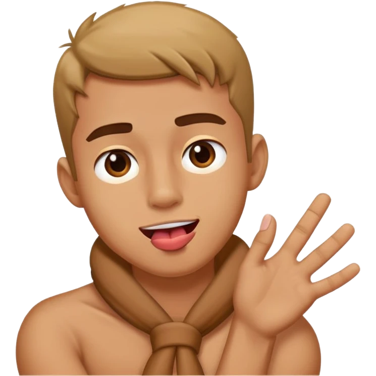 guy crossing arms holding neck sticking tongue out emoji