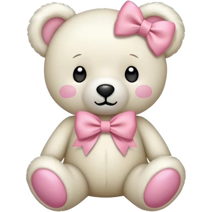 white Teddy bear with khaki pink bow emoji