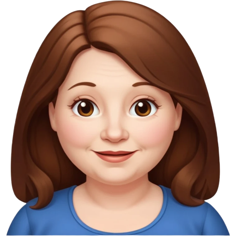 50 yr old white woman pale long brown hair small smile chubby emoji