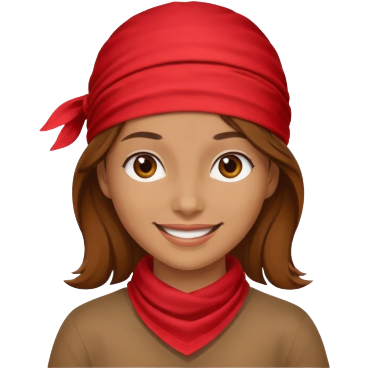 brown haired woman with wearing red bandana emoji