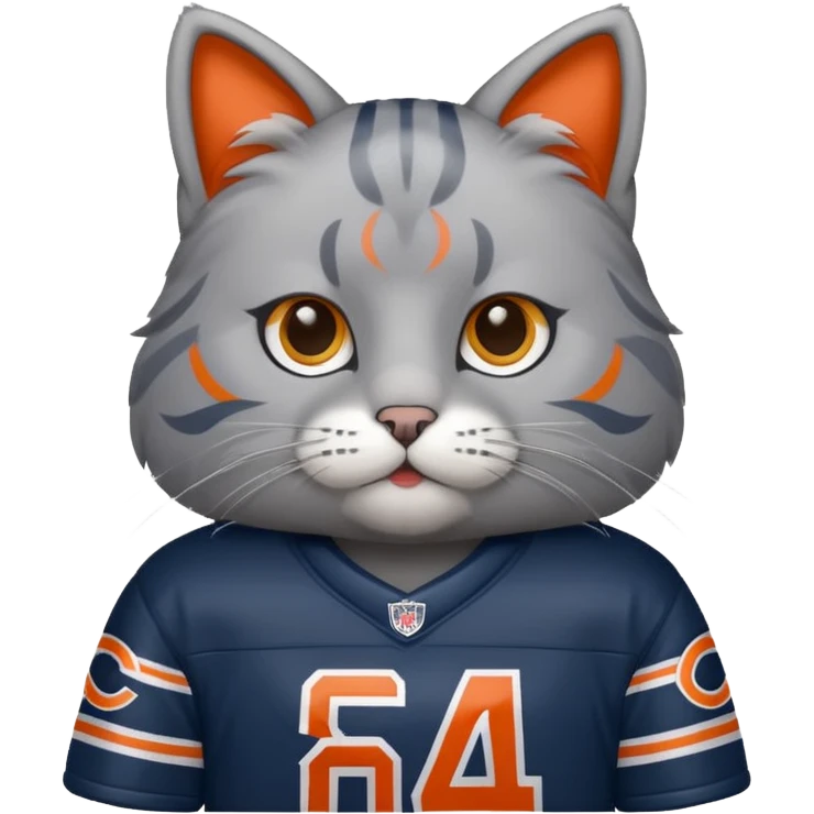 Grey cat wearing Chicago bears jersey emoji