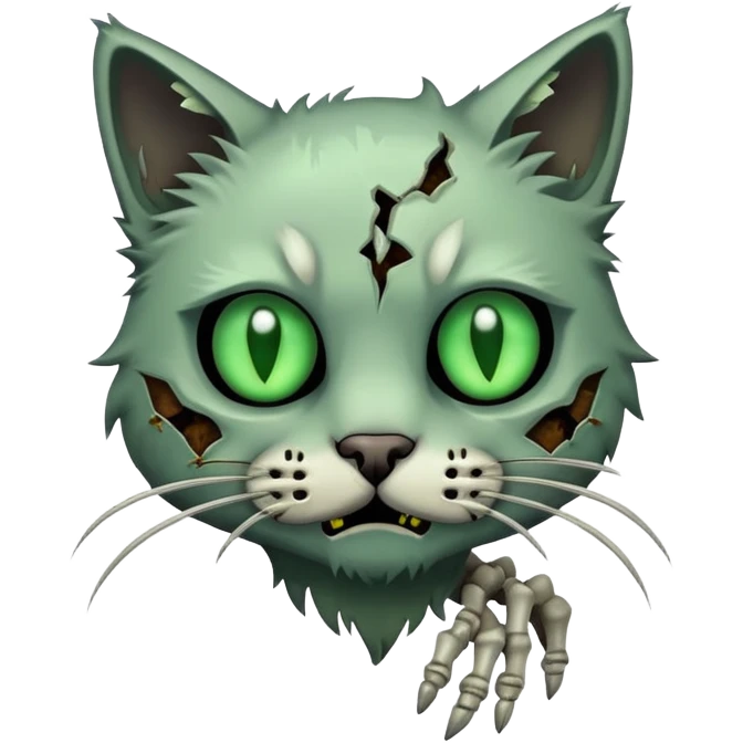 cat zombie with exposed bones emoji