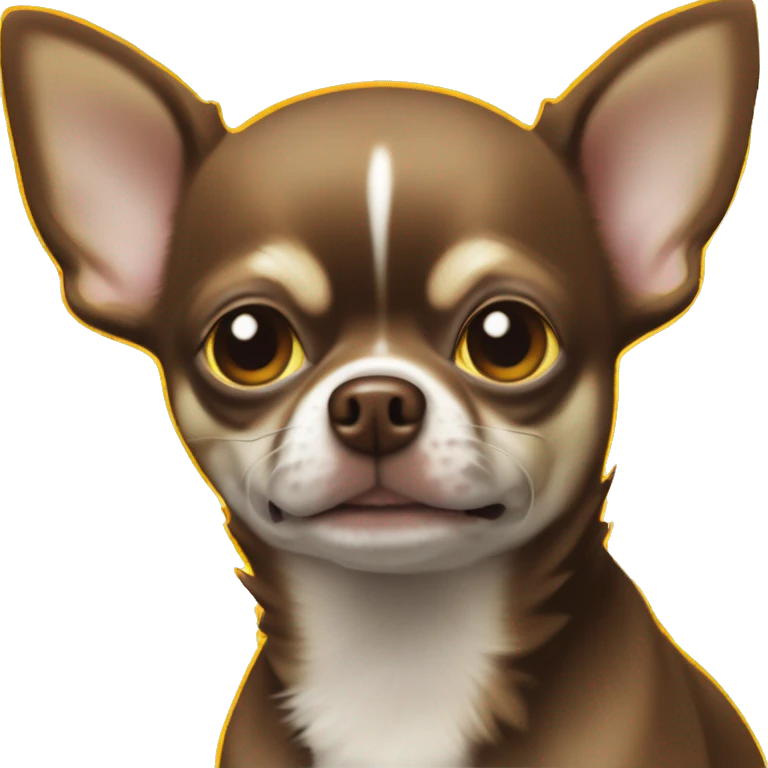 Perro Chihuahua marron oscuro con amarillo molesto  confranj blanca en la frente  emoji