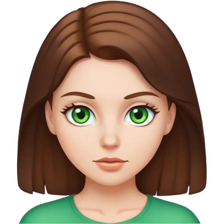 white girl with brunette hair and green eyes emoji