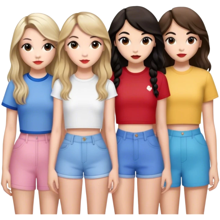 Charlie xcx, Sabrina carpenter, Taylor swift, Olivia Rodrigo, and chappel roan all next to eachother emoji