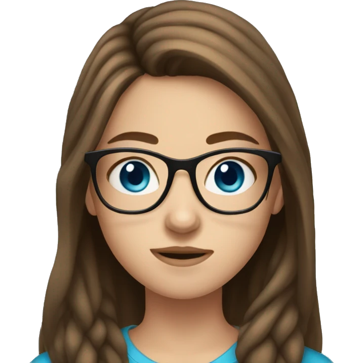 teen girl with brown hair blue eyes and glasses  emoji