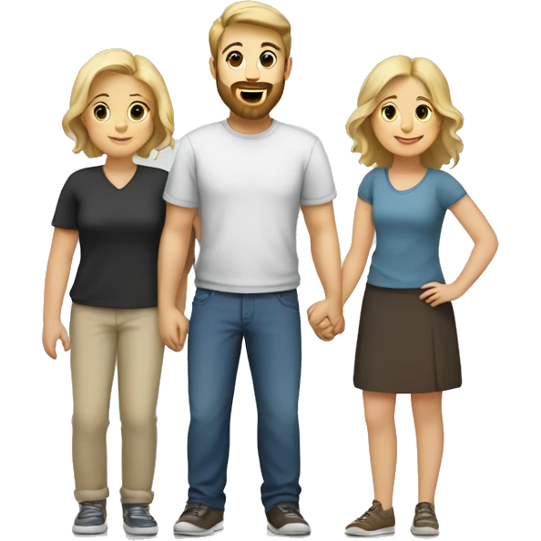 Family of 4. Husband with beard and short hair, wife with brown hair and brown eyes, teenage daughter with blonde hair, toddler boy with blonde hair emoji