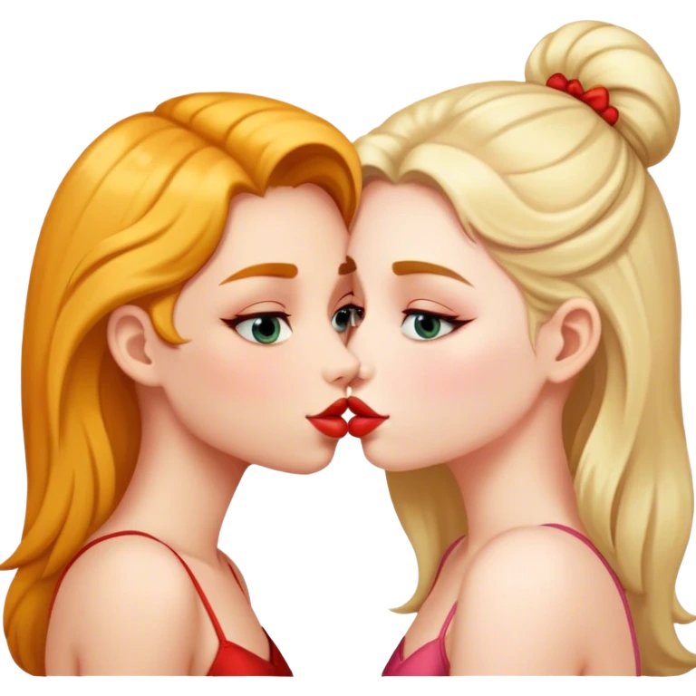 girl kissing girl on the cheek emoji
