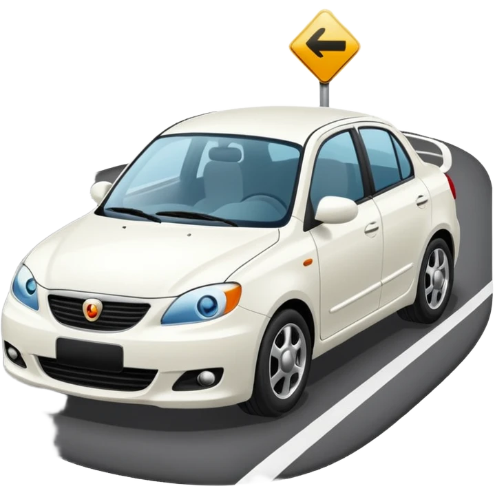 Auto blanco andando en carretera emoji