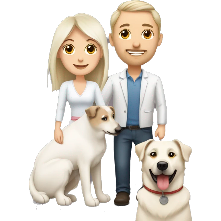 Wife husband and white swiss shepherd and labrador emoji