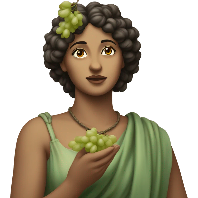 Sappho holds a bunch of grapes in her hand emoji
