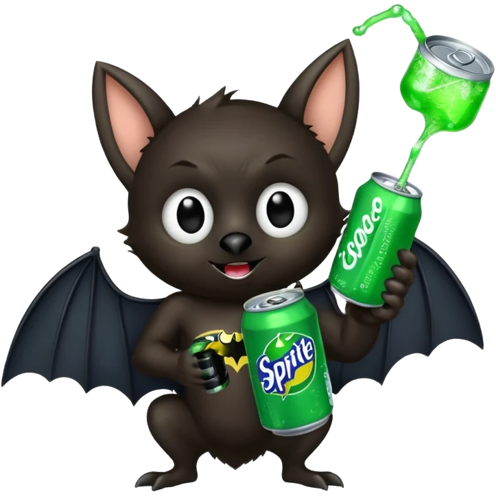 black bat drinkig sprite emoji