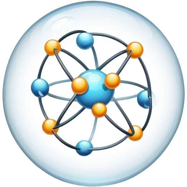 A glass sphere with atoms flying around inside emoji