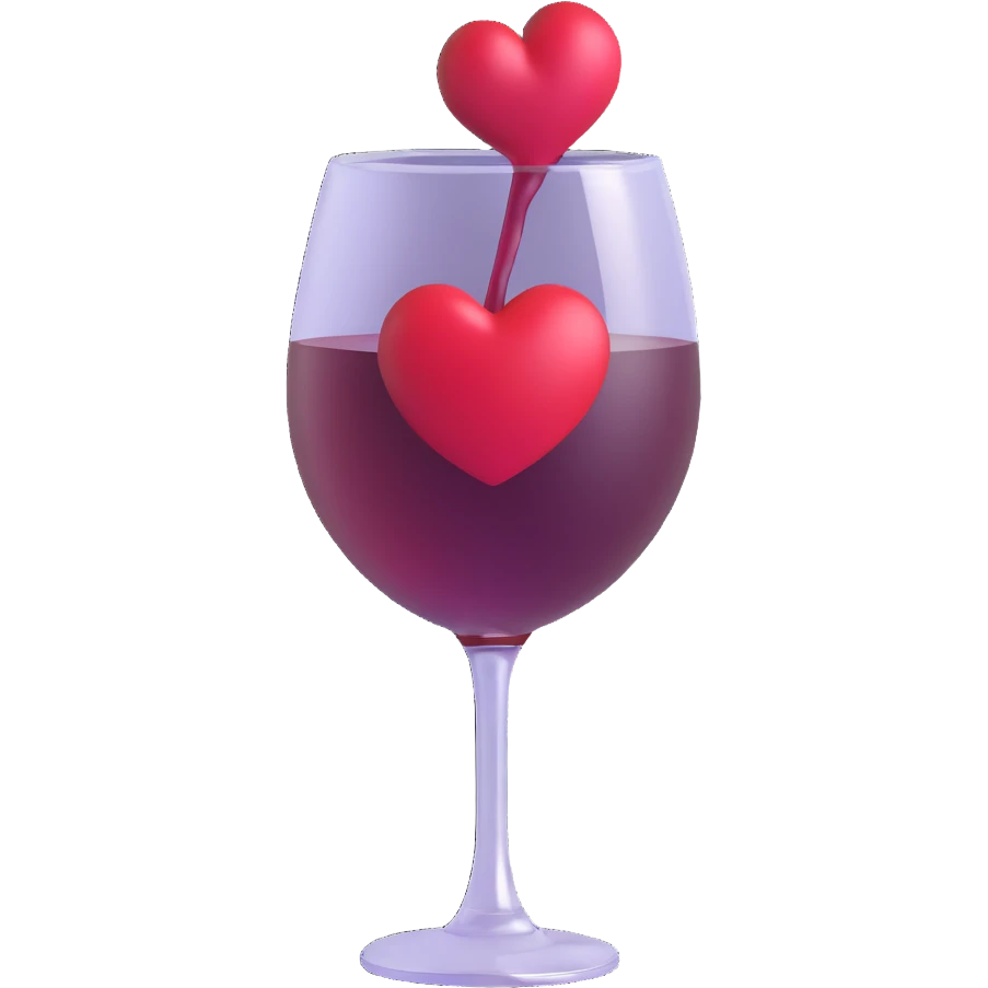 elegant heart emoticon themed for wine score, suitable for a wine blog, wine colors, transparent background emoji
