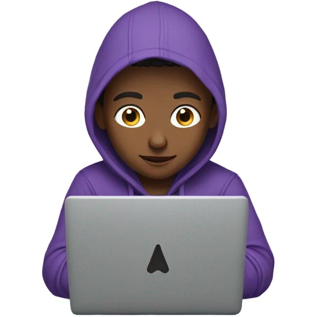 Boy in purple hoodie with laptop emoji