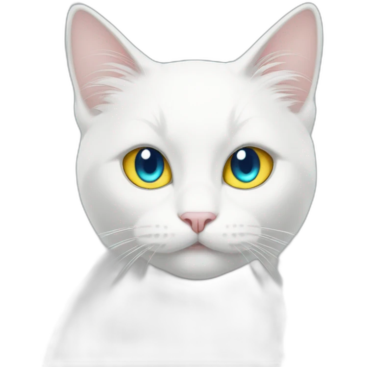 White cat one blue eye one yellow eye with mermaid tail  emoji
