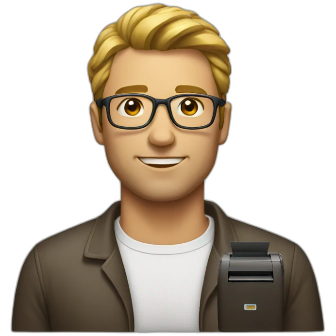 Emoji of a man with a printer emoji