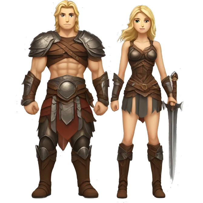 Sfw Caucasian Valkyrie berserker couple full body  emoji