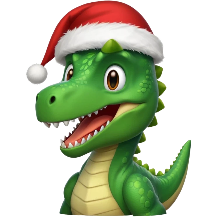 Dinosaur with Santa hat emoji
