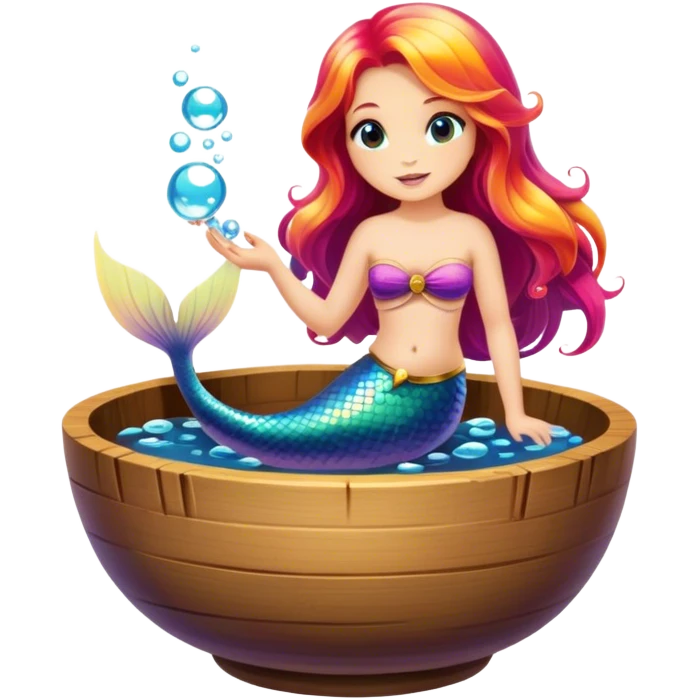 Mermaid in a wooden soup bowl emoji