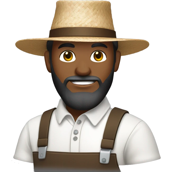 Amish man white with brown straw hat building a building with beard without a mustache holding a saw emoji