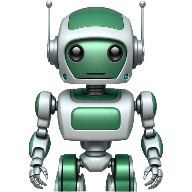 White and green painted robot, cybersecurity emoji