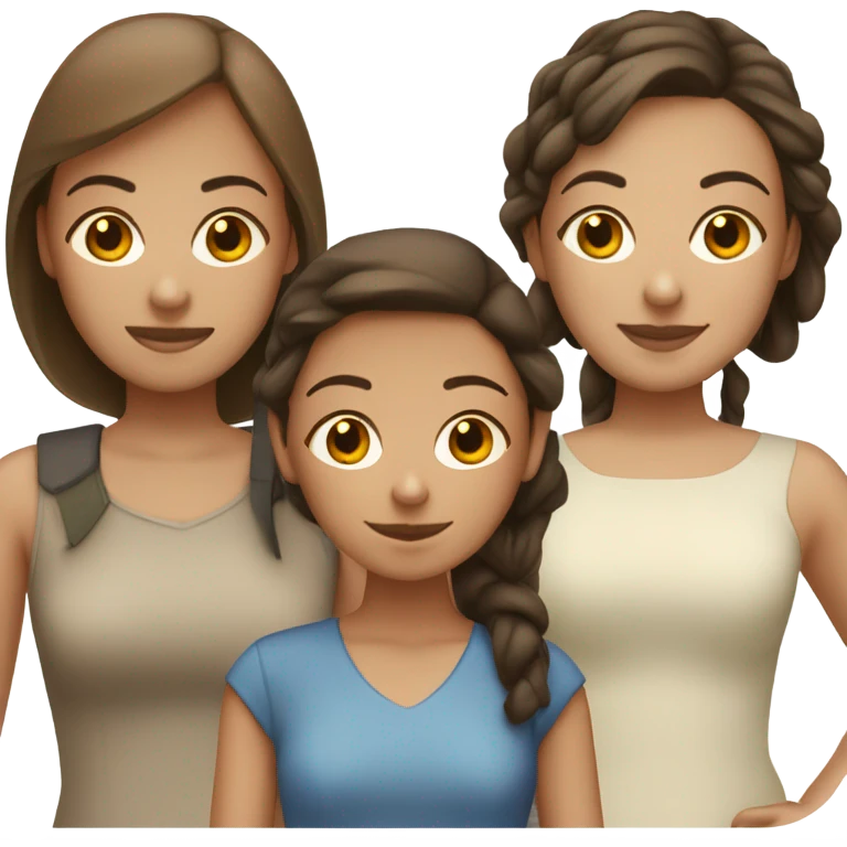 three brunette girls one tan and one boy red buzzcut emoji