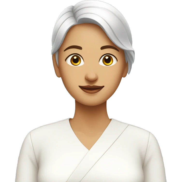 A woman with complete white kurti welcoming  emoji