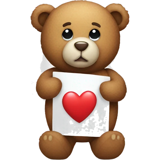 Teddy bear with a white heart emoji
