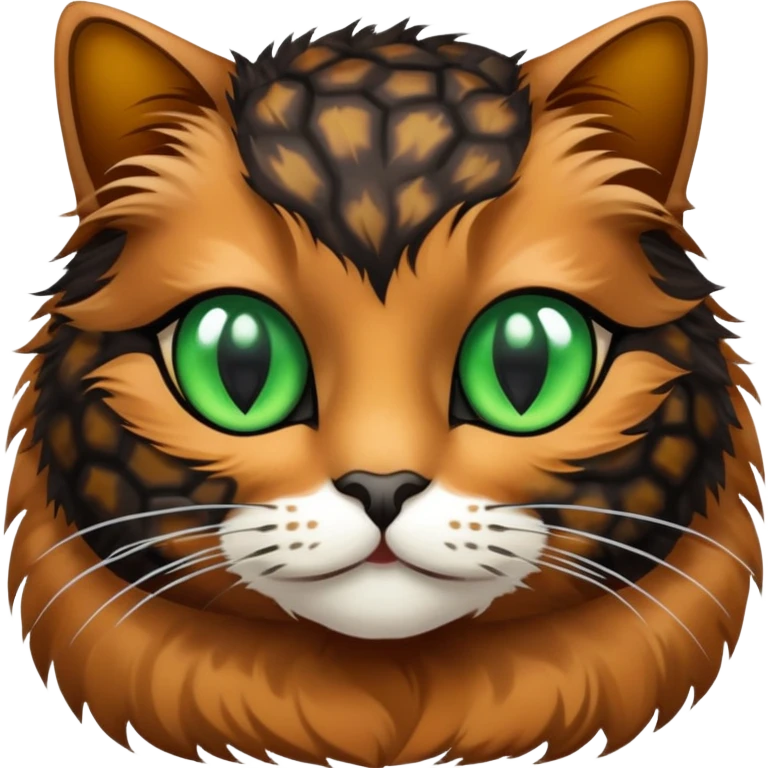 Cat that has black and brown tortoise shell patter with green eyes emoji