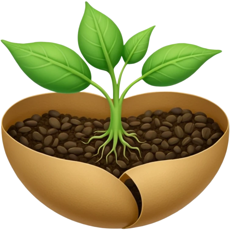 Germinating seed with a folded leaf emoji
