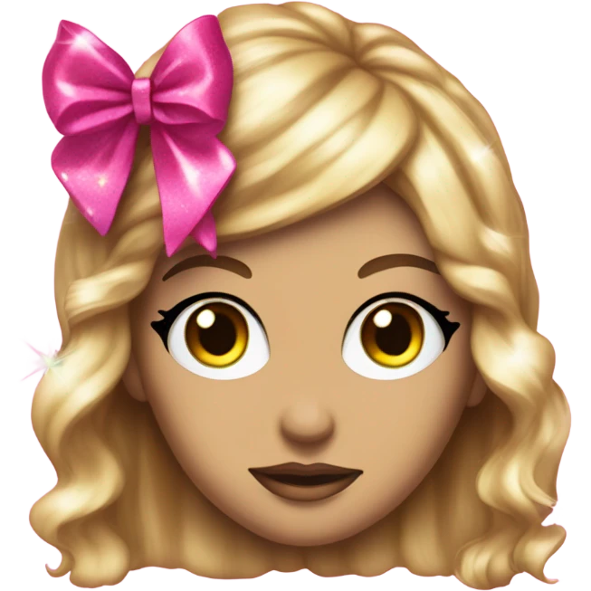 Pink sparkling bow emoji